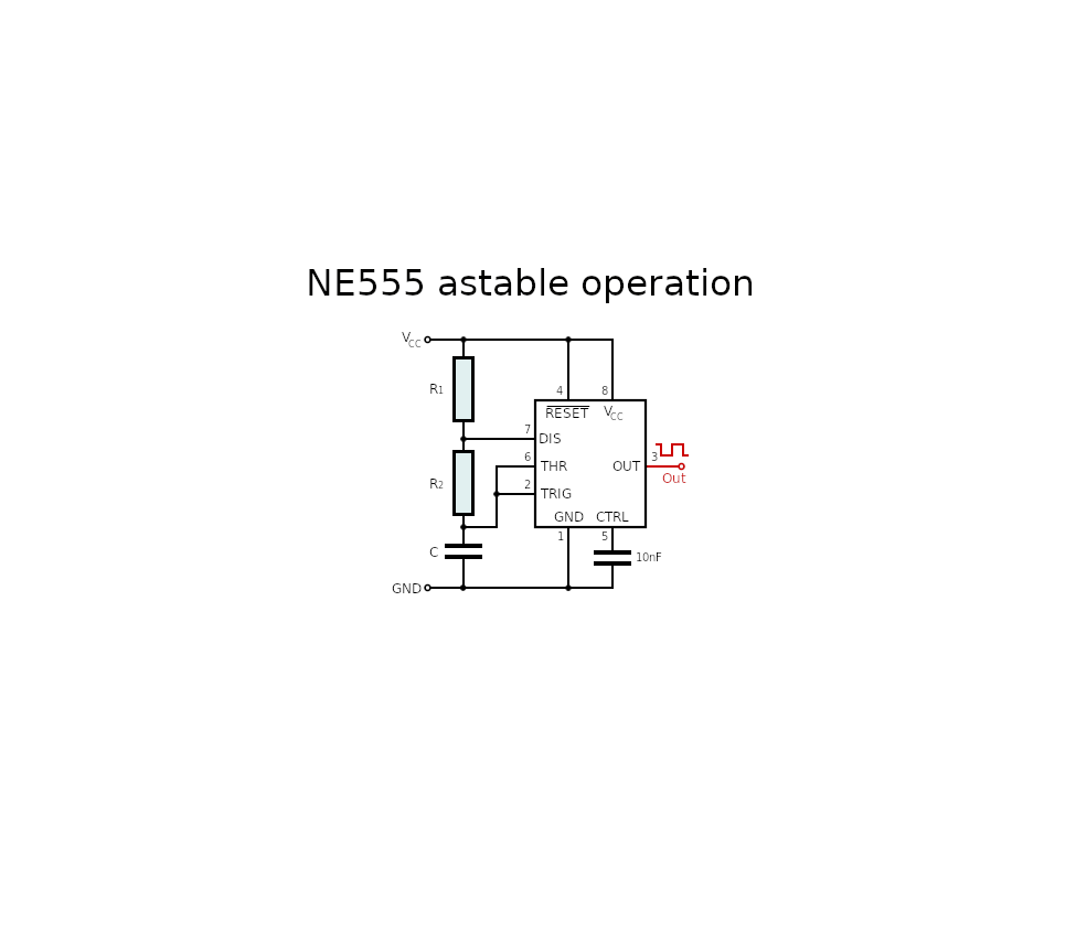 NE555 astable operation
